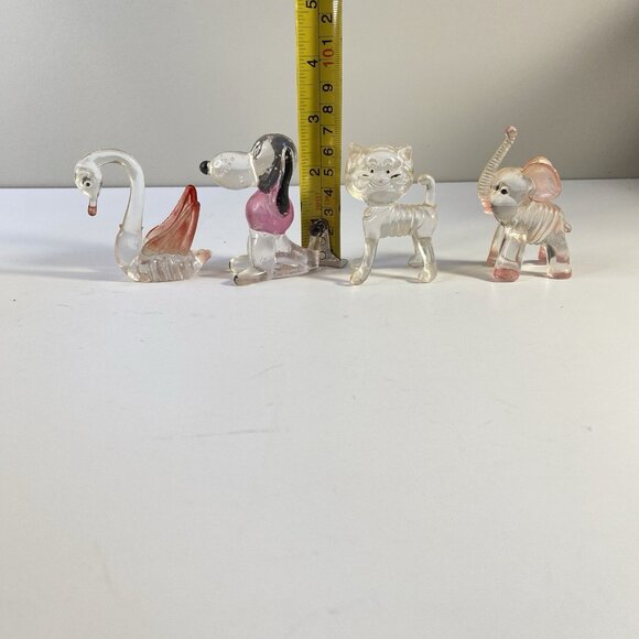 Vintage Hong Kong Lucite Animal Figurine Set of 4 – Cat, Dog, Swan, Elephant - Picture 7 of 15
